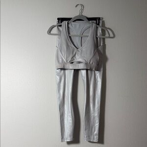 Fabletics Silver bra and leggings set